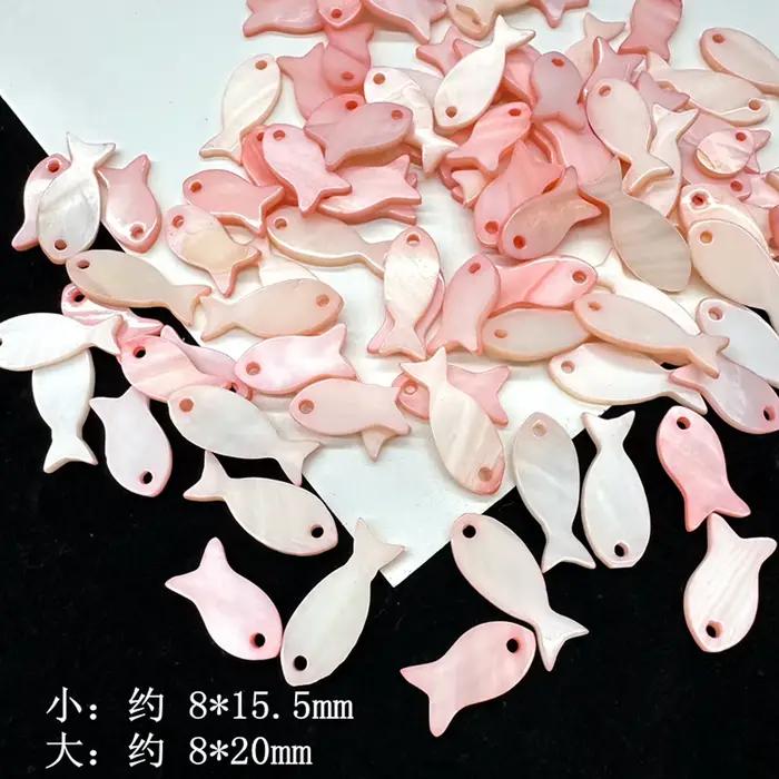 10 pendentifs en nacre en forme de poisson pour la fabrication de bijoux, accessoires DIY pour boucles d'oreilles, colliers et pompons