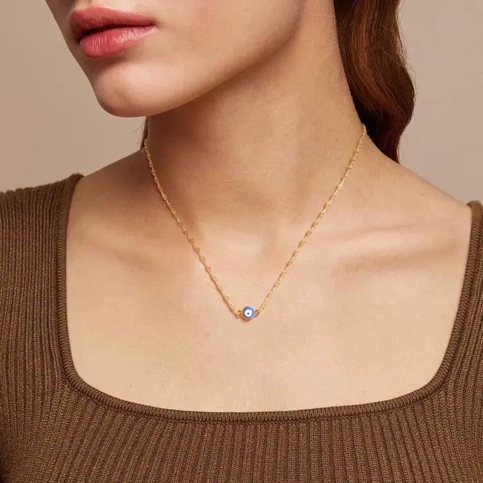 Collier mauvais œil pour femmes, pendentif petit œil bleu de dinde, bijoux de Protection d'amulette Nazar