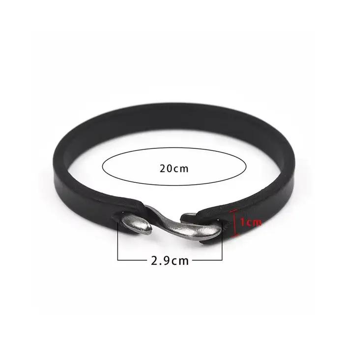 Bracelet rétro en cuir véritable pour homme et femme, bijou classique à crochets, couleur noir, marron, Orange, idéal comme cadeau