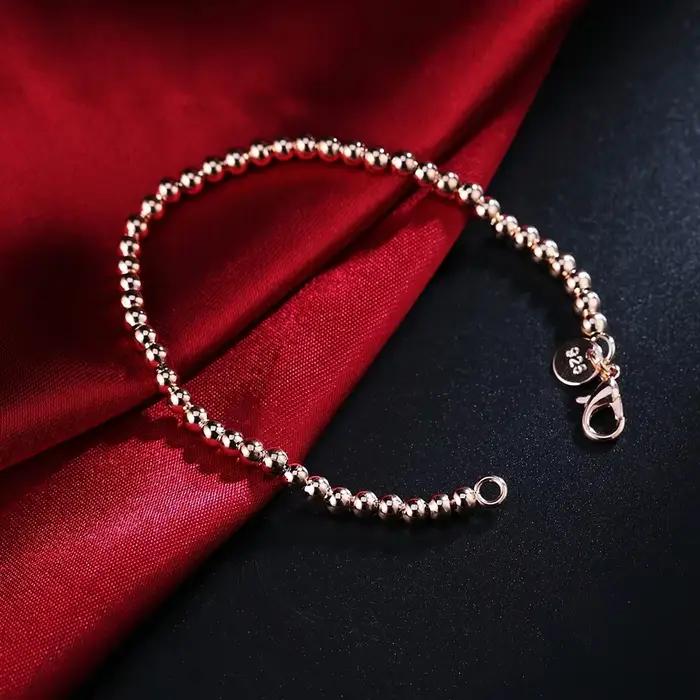 Bracelets en argent Sterling 925 pour femmes, couleur or 18 carats, chaîne de perles de 4MM, à la mode, pour fête de mariage, cadeaux de noël, bijoux fins, nouvelle collection