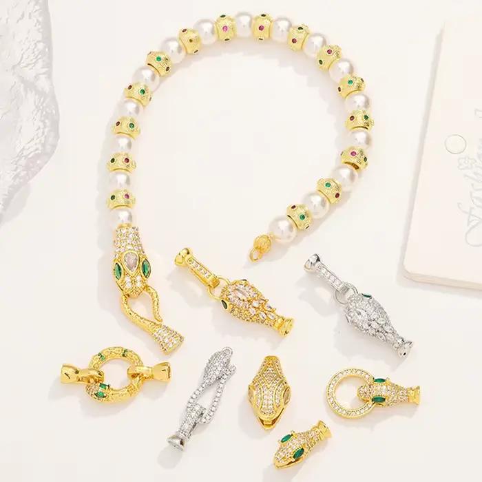 Connecteurs décoratifs carrés flottants plaqués or 18 carats avec pavé de zircons cubiques Juya pour la fabrication de bijoux de luxe DIY, perles et broderies
