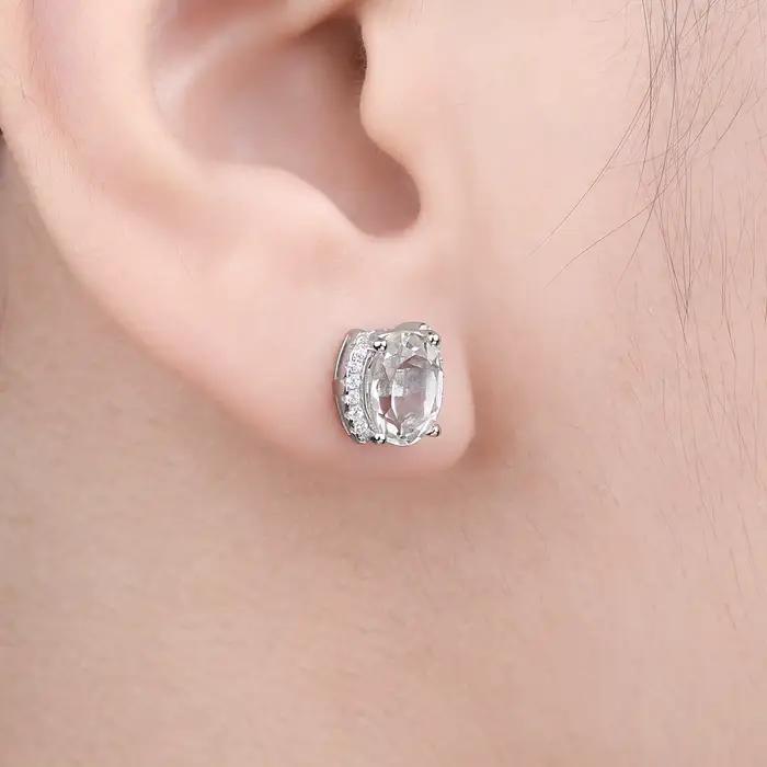 JewelpopPalace-Boucles d'Oreilles promenales Vertes en Argent Sterling 925 pour Femme, Bijou Fin en Pierres Précieuses de Déclaration