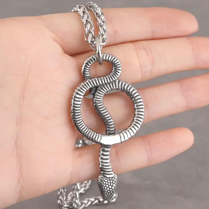 Collier pendentif animal en acier inoxydable pour hommes et femmes, bijoux faits à la main, qualité créative, design de serpent, gothique, punk, hip hop, salle