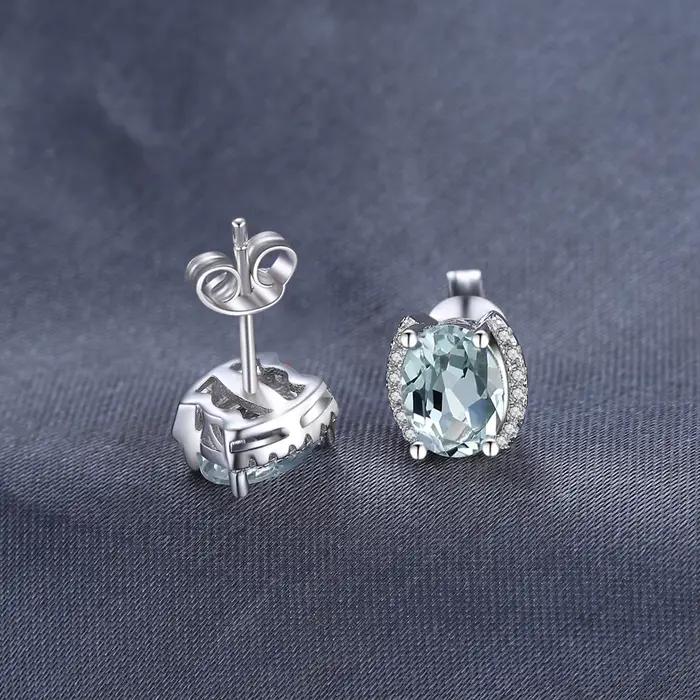 JewelpopPalace-Boucles d'Oreilles promenales Vertes en Argent Sterling 925 pour Femme, Bijou Fin en Pierres Précieuses de Déclaration