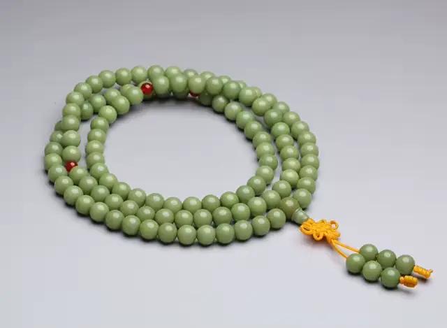 Bracelets de prière Buddist Bodhi avec perles vertes soignées, perles de palmier urgent, 8mm, 9mm, BRO685, 108