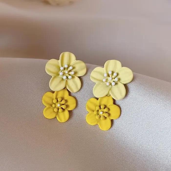 Boucles d'oreilles pendantes simples en forme de fleur de café pour femmes, nouveaux bijoux à la mode coréenne pour fête de mariage, accessoires de bijoux élégants pour filles