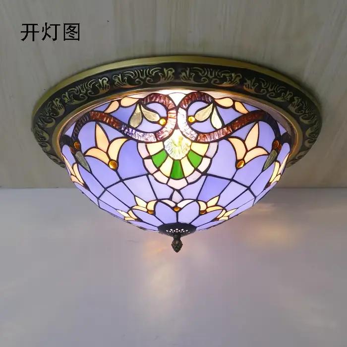 Plafonnier en verre coloré Tiffany, style américain rétro, pour chambre à coucher, bureau, hall d'entrée, balcon, lampe de décoration intérieure, luminaires