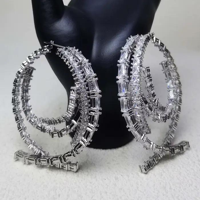 Nouvelles Boucles d'Oreilles Originales 2026 pour Femme, en Cristal Taillé, Bijoux de Mariage Exquis, Marque de Luxe, en Acier Inoxydable, Géométriques