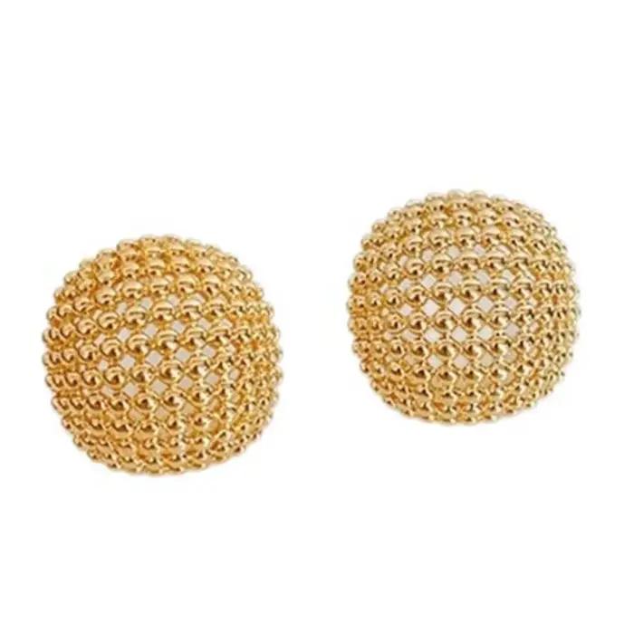 Boucles d'oreilles géométriques ajourées pour femmes, nouvelle personnalité rétro, perle ronde, méta carrée, bijoux de perçage de styliste coréen, cadeaux