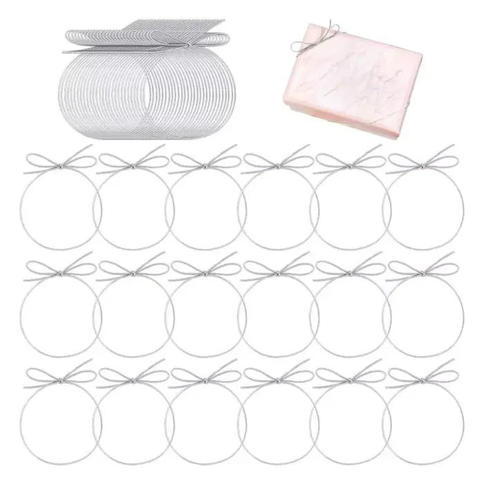 A69esilver – cordons élastiques en ruban, 150 pièces, boucles extensibles avec nœuds pré-noués pour coffrets cadeaux, sacs, artisanat