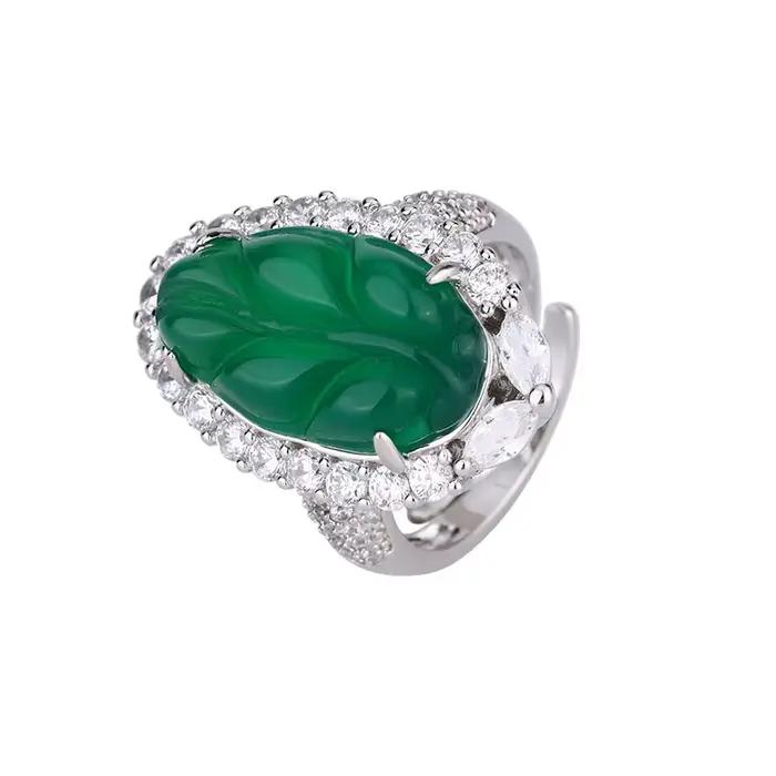 Bijoux de Cuir oral elu Élégants et Verts pour Femme, Bague et Boucle d'Oreille Réglables, Parfait pour les Occasions Spéciales et Cadeaux