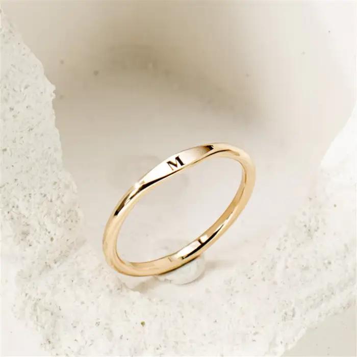 Bague initiale personnalisée en argent 925 avec or 14 carats rempli pour femmes, bijou classique pour occasions spéciales et cadeaux personnalisés