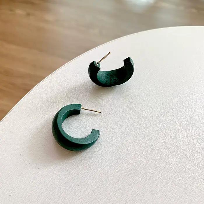 Boucles d'oreilles géométriques en bois mat, bijoux Vintage, grand cercle, idée cadeau à la mode