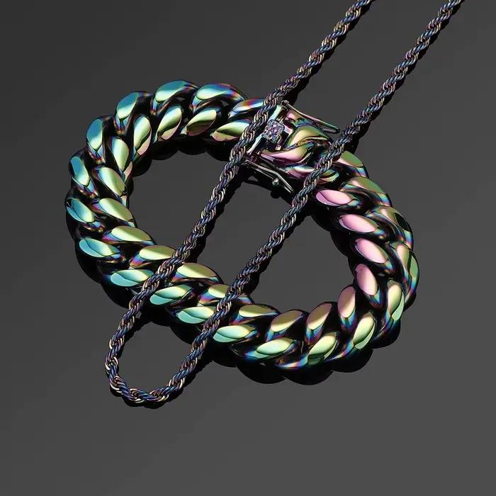 TOicalRILLZ-Collier Hip Hop Rare's JO3 mm 18 "20" 24 "30", Or Argent, Corde en Acier Inoxydable, Lien Pneu Cubain, Bijoux
