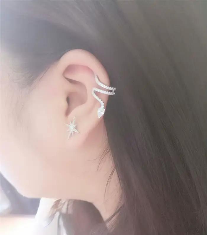 Boucles d'oreilles serpent en argent regardé 925 pour femmes, bijoux fantaisie