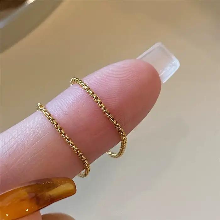 Bague minimaliste en or 14K pour femmes, boîte remplie de bijoux, style Boho