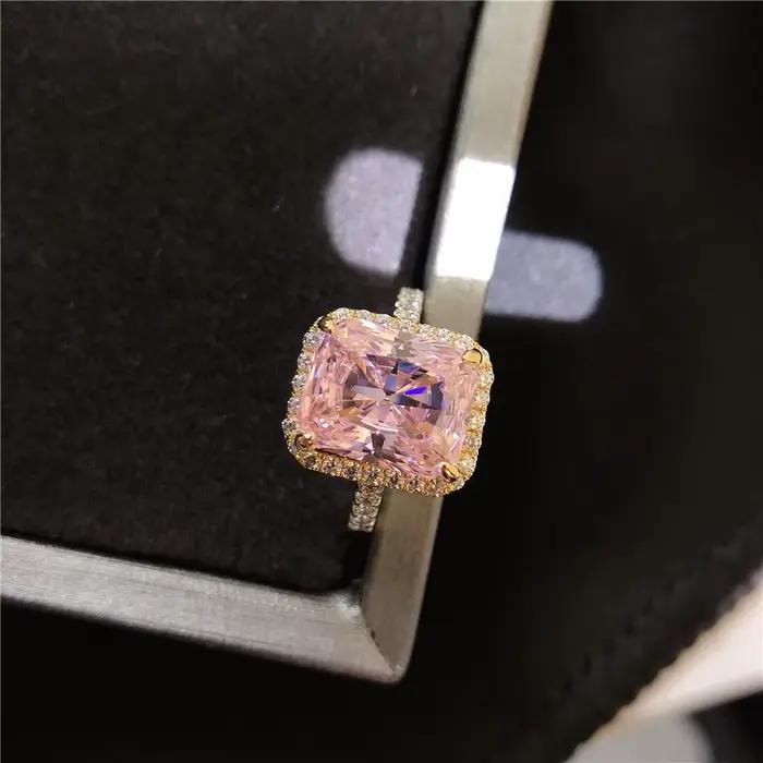 Bague en or blanc massif 14 carats pour femme, diamant Pinky léger 5CT, fiançailles originales, beaux bijoux de fête, brillant pour toujours