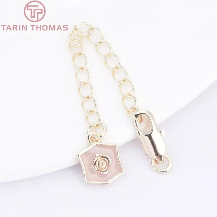(10392)4 pièces longueur 7CM 24K couleur or plaqué laiton collier chaîne d'extension avec fermoir à homard accessoires de bijoux de haute qualité