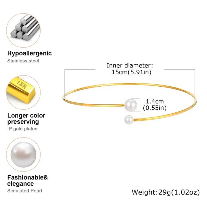 Collier ras du cou ouvert pour femmes, collier ras du cou en perles plaquées or, bijoux de déclaration en acier inoxydable
