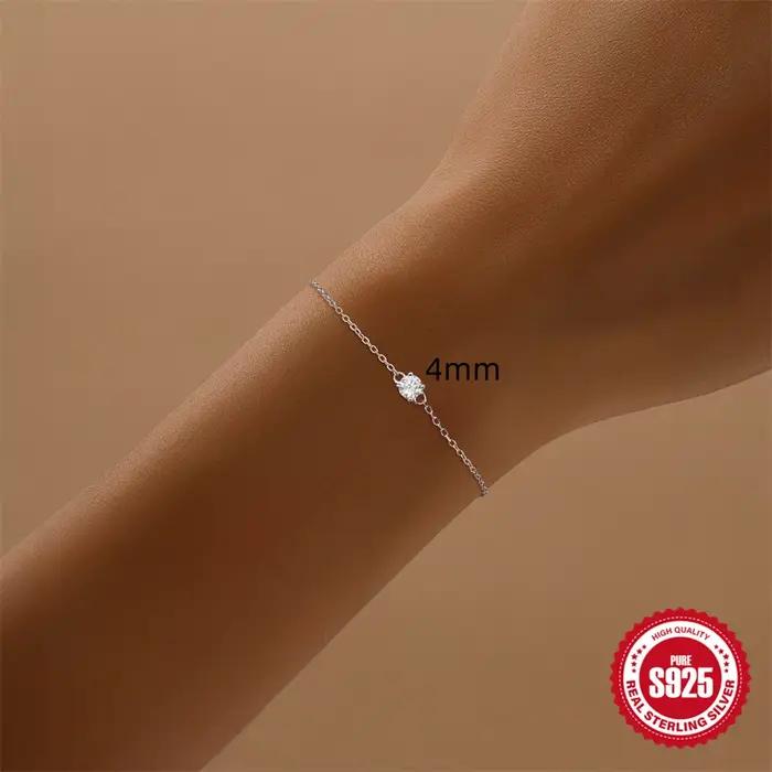 Bracelet en argent sterling 925 serti de moissonite rose pour femmes, bijou de mariage et occasions spéciales