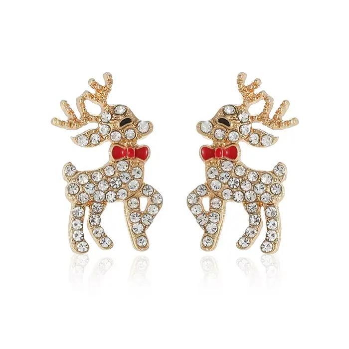 Nouvelles Boucles d'Oreilles de Noël Tendance pour Femmes, Adorables Motifs Bonhomme en Pain d'Épices, Zircon, Élan, Flocon de Neige, Sapin de Noël, Perle, Bijoux