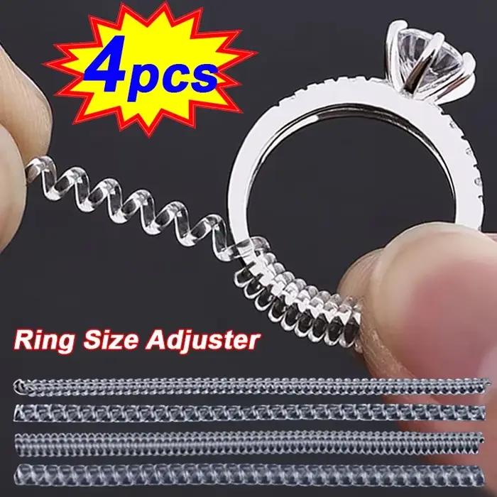 Réducteur de taille de bague, outils, anneaux à ressort en spirale réglables, tendeur Transparent Invisible, outil de redimensionnement, protection de bijoux, 8 pièces/ensemble