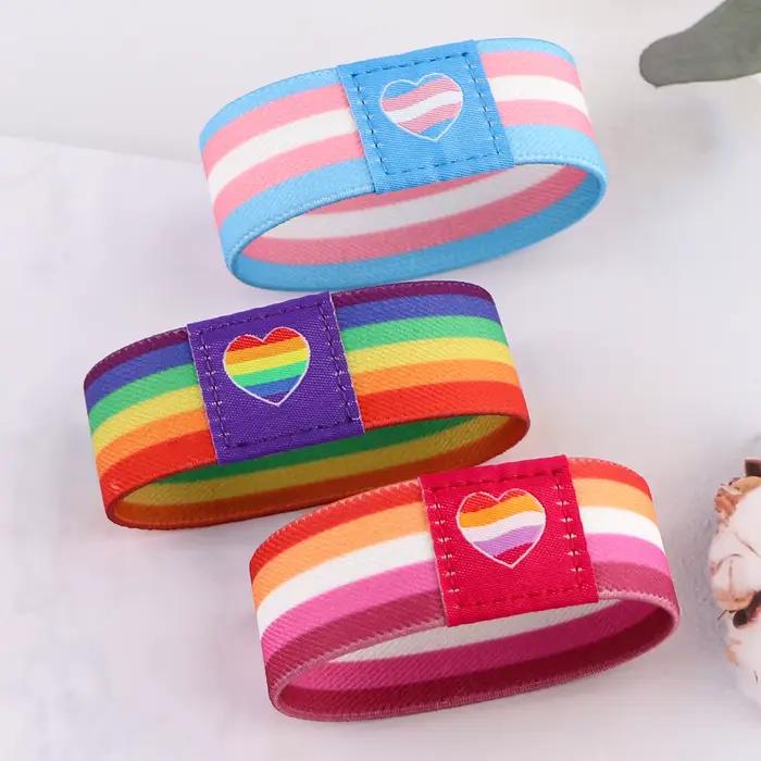 Bracelets élastiques en forme de cœur arc-en-ciel pour hommes et femmes, Bracelet d'amitié, accessoire coloré, cadeaux pour amis