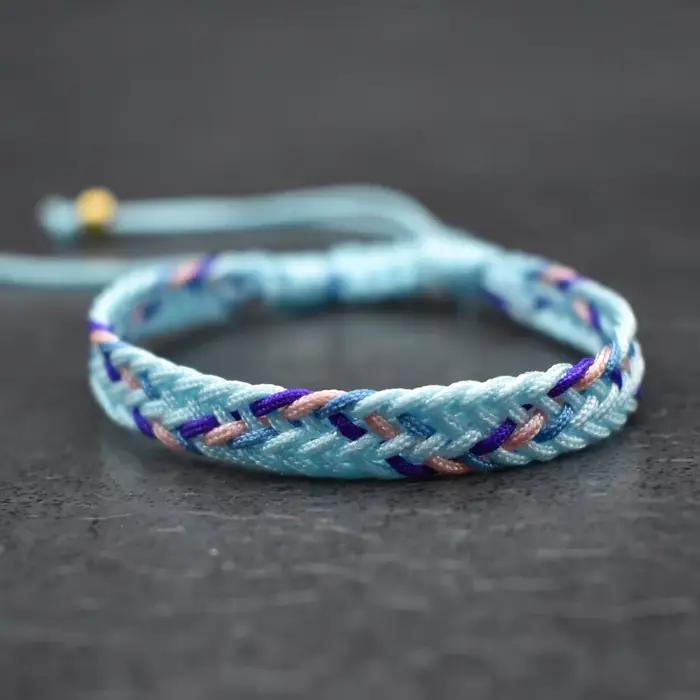 Bracelets d'amitié tressés en forme de bohémien coloré, tissage ethnique multicolore texturé, réglable, cadeau pour Couple