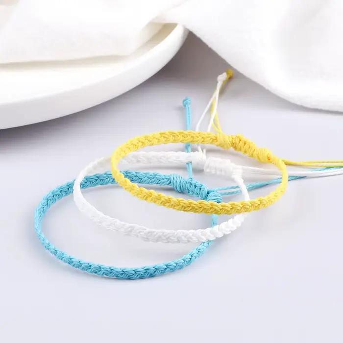 Bracelets bohème en fil de cire tissé à la main pour femmes et hommes, tressés à la main, à breloques réglables, bijoux d'amitié