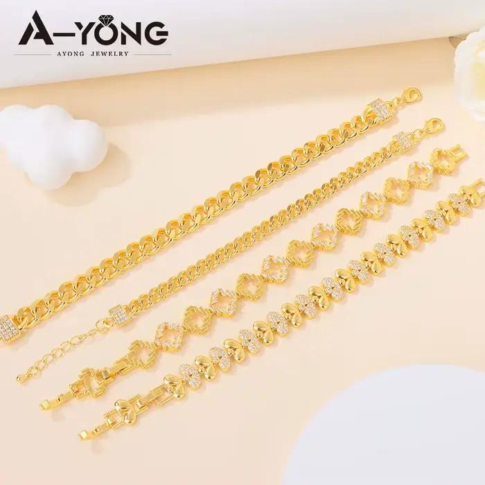 Bracelet de mode Dubaï plaqué or 21 carats, élégant et exquis, style arabe musulman, porte-bonheur, bijoux italiens pour femmes, pour événements et fêtes