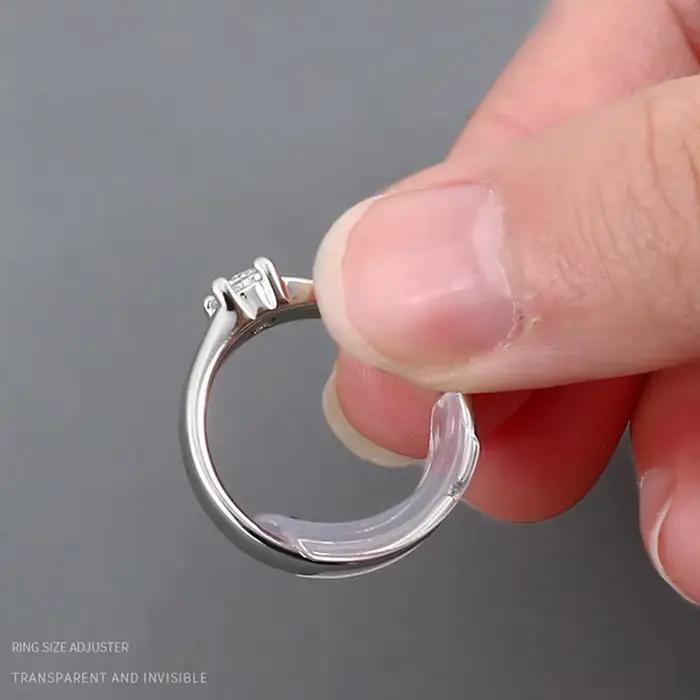 Réducteur de taille de bague invisible transparent en 8 tailles – Ajusteur de bague pour bagues trop grandes – Outil de bijouterie universel