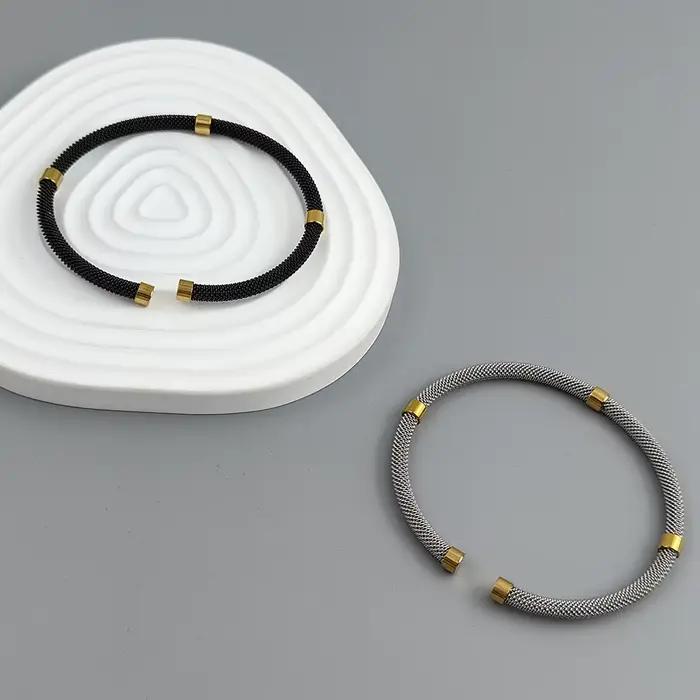 Bracelet en acier inoxydable plaqué or 18 carats, treillis métallique en acier, étanche, haute qualité, cadeau pour femme, couple, nouveau
