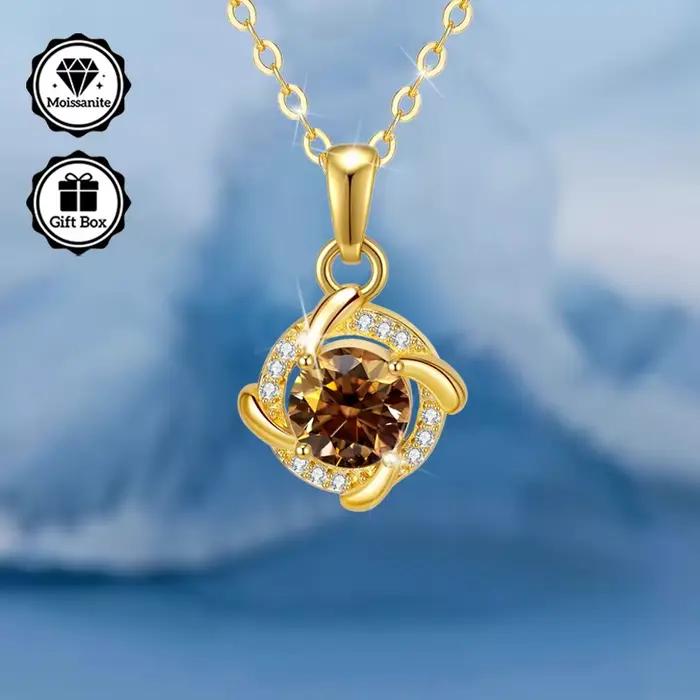 Collier moissanite 1 carat pour femme, bijoux pour femme, collier hypoallergénique, plaqué or, cadeau de noël