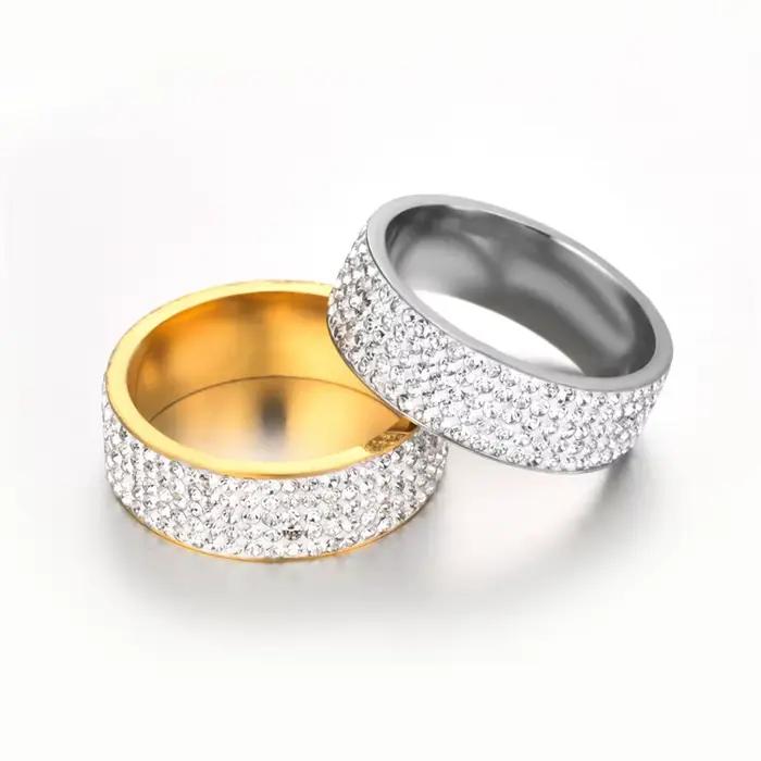 Bague en acier de Style rétro Vintage pour femmes, 5 rangées de bijoux en cristal clair, bagues de fiançailles et de mariage en acier inoxydable, offre spéciale