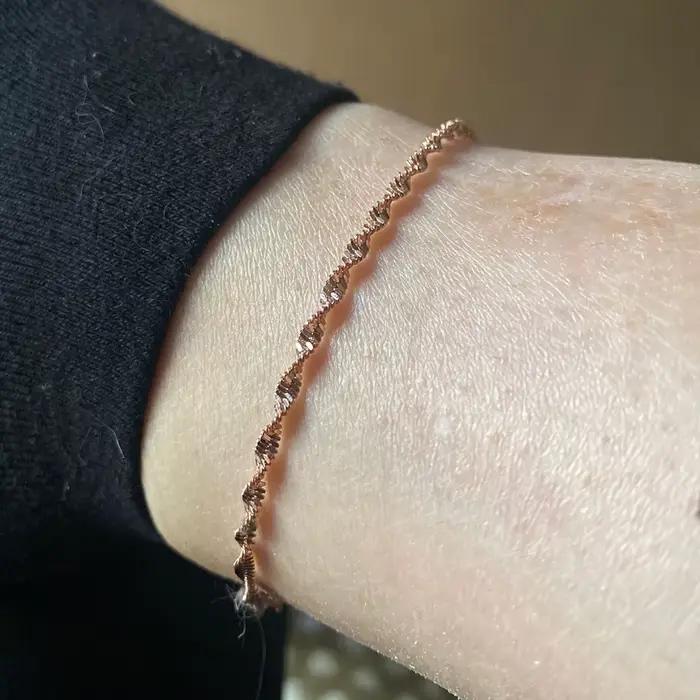 Bracelet en spirale torsadé pour femmes, bijoux tendance, lisse, exquis, ondulé, Grain torsadé, Rose, or, couleur argent, à la mode, cadeau, KBH064