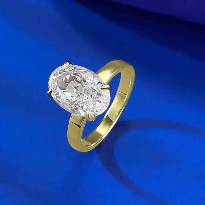 Wong Rain – bague vintage en argent sterling 925, saphir de laboratoire à coupe ovale 8x12 MM, diamants à haute teneur en carbone, bijoux fins, vente en gros