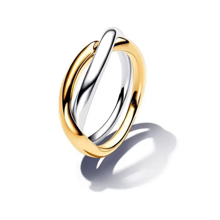 Bague double simple en argent Sterling 100% 925, en forme de cœur creux, design exquis, bijoux de luxe quotidiens pour femmes, cadeau de vacances