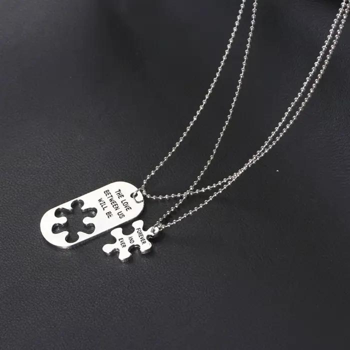 Collier de lettres de puzzle d'amour entre nous, bijoux de couple, cadeau pour amoureux, petit ami, petite amie, 1 paire