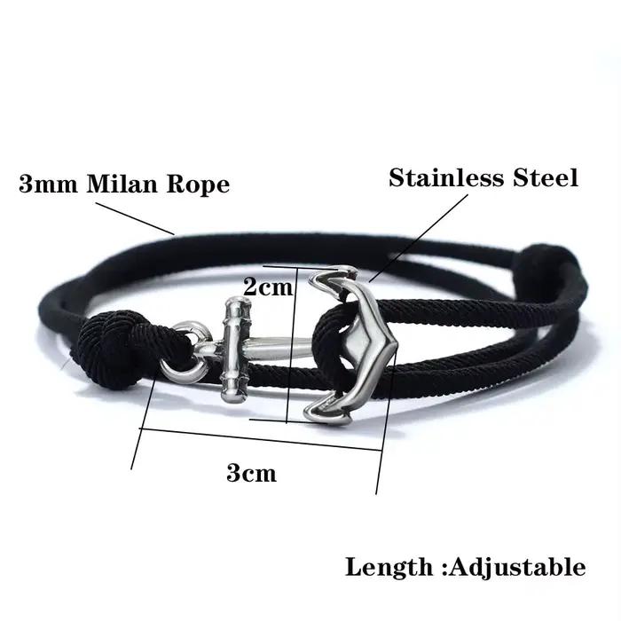 Nouveau Bracelet minimaliste pour hommes, fait à la main, coulissant, réglable, nautique, 3mm, chaîne Marine fine, Bracelet en acier inoxydable