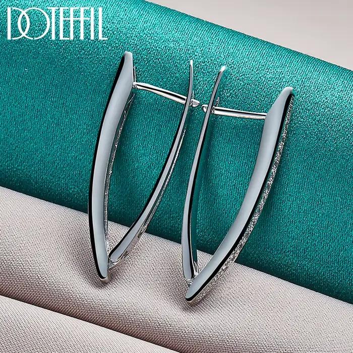 DOTEFFIL 925 en argent Sterling AAA Zircon breloque V boucle d'oreille pour femme bijoux mode cadeau de fête de mariage