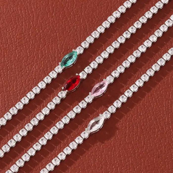 Bracelet tennis en zircone de bonne qualité pour femme, bracelet tendance hip-hop en cristal pour adolescente, chaîne pour la main, bijoux de mariage