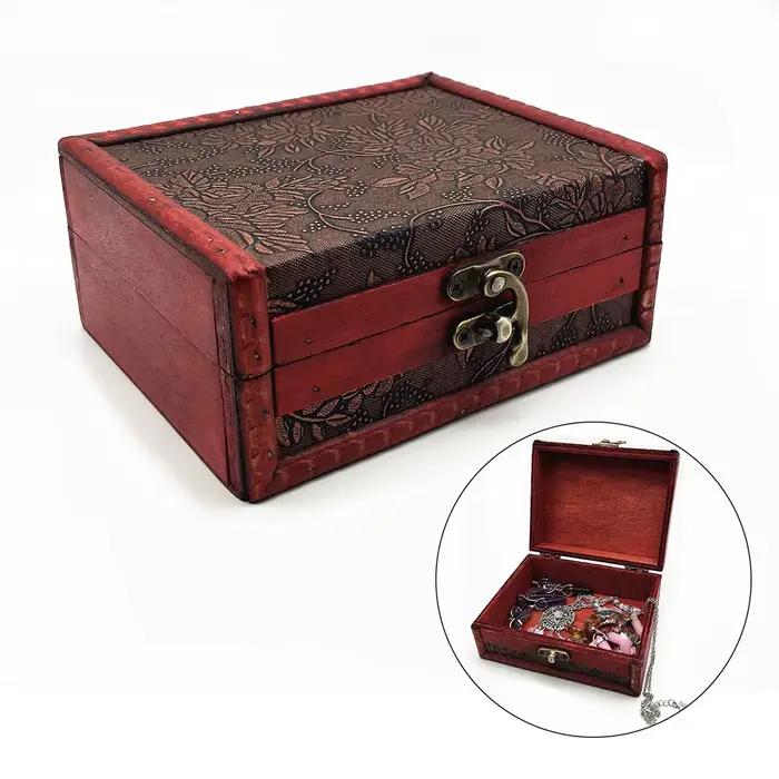 Boîte de rangement en bois rétro pour bijoux, cartes de tarot, organisateur de bureau, conteneur à clapet en bois, étui cadeau