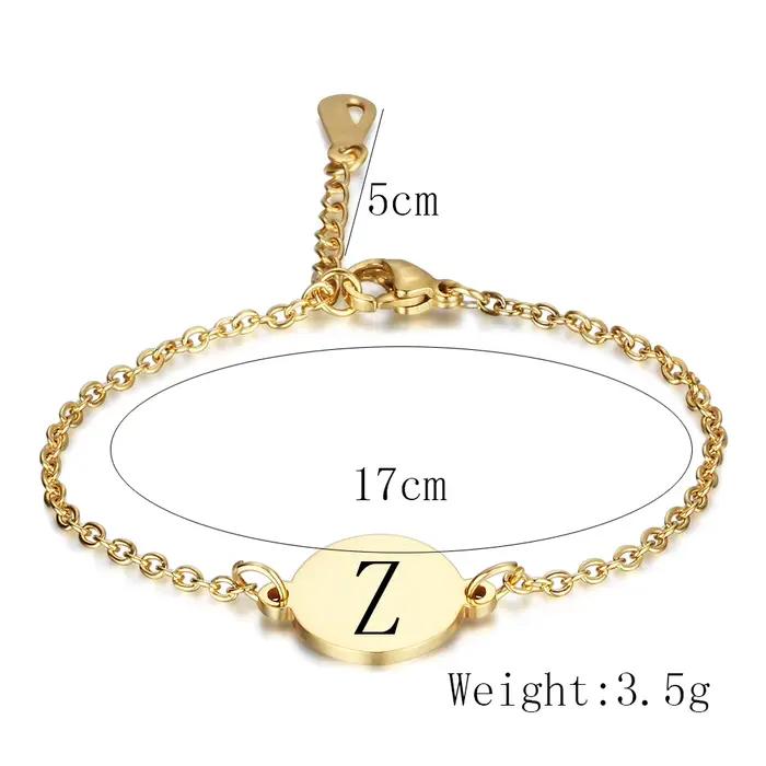 Bracelets personnalisés avec lettres initiales pour femmes, cadeau de saint-valentin, couleur or, chaîne en acier inoxydable, bijoux réglables