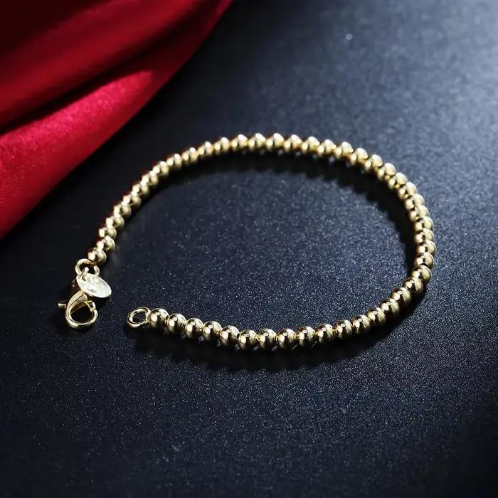 Bracelets en argent Sterling 925 pour femmes, couleur or 18 carats, chaîne de perles de 4MM, à la mode, pour fête de mariage, cadeaux de noël, bijoux fins, nouvelle collection