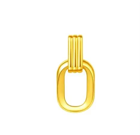 Pendentif Double anneau entièrement en or 999, collier géométrique Vintage 24K, bijoux Boutique pour femmes