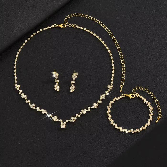 BLIJERY nouveaux ensembles de bijoux de Style ondulé Simple pour les femmes collier ras du cou boucles d'oreilles ensembles de bijoux de fête de mariage de mariée