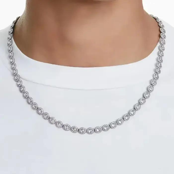 Ensemble de bijoux 2025 - Happiness Diamond - Boucles d'oreilles rondes en cristal, bracelet, collier - Ensemble de bijoux pour femmes avec de magnifiques pierres précieuses - Série Una Angelic
