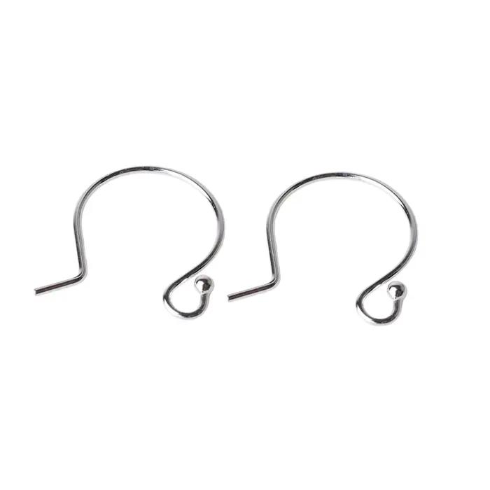 Crochets de fil de boucle d'oreille en argent regardé 925 massif avec boule, composants de résultats de boucle d'oreille