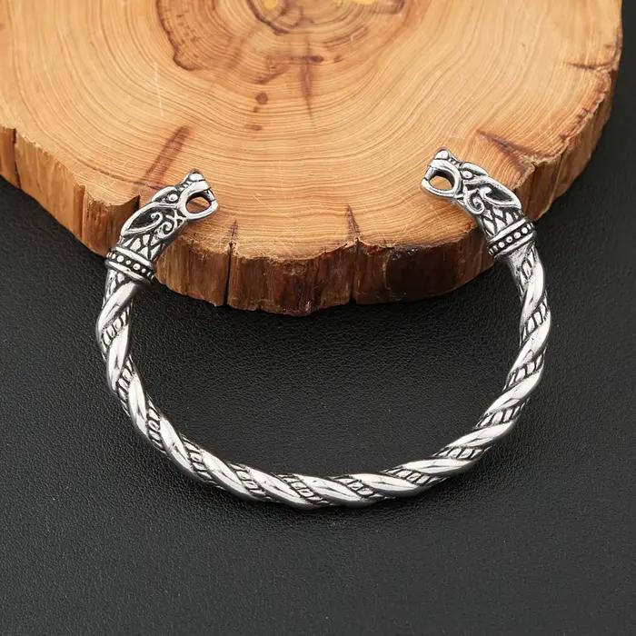Vikings – Bracelet Double Dragon en acier inoxydable pour hommes et femmes, Punk, mode, manchette, classique, Vintage, bijoux animaux