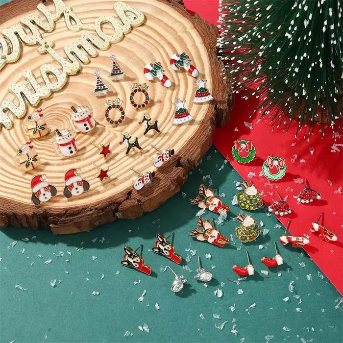 Nouvelles Boucles d'Oreilles de Noël Tendance pour Femmes, Adorables Motifs Bonhomme en Pain d'Épices, Zircon, Élan, Flocon de Neige, Sapin de Noël, Perle, Bijoux